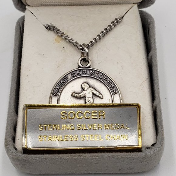 Sterling Silver St. Christopher Soccer Medallion - Picture 5 of 5